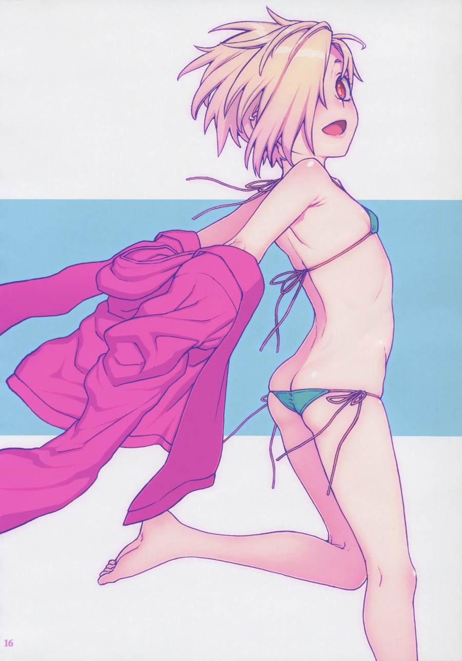 yande.re 409107 sample ass bikini decoppachi hidiri_rei loli open_shirt panty_pull shirasaka_koume swimsuits the_idolm@ster.jpg