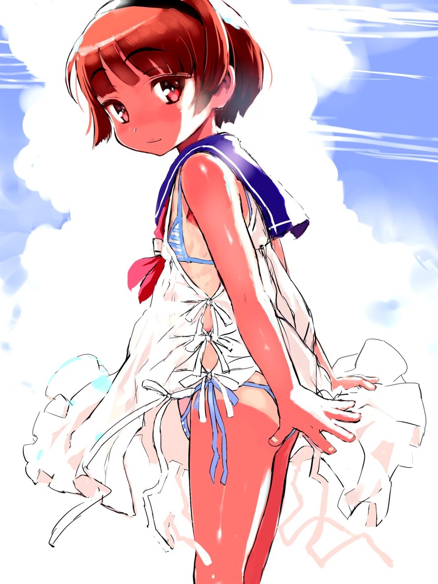 yande.re 988452 sample bikini dress loli sasahara_yuuki sketch skirt_lift swimsuits tan_lines.jpg