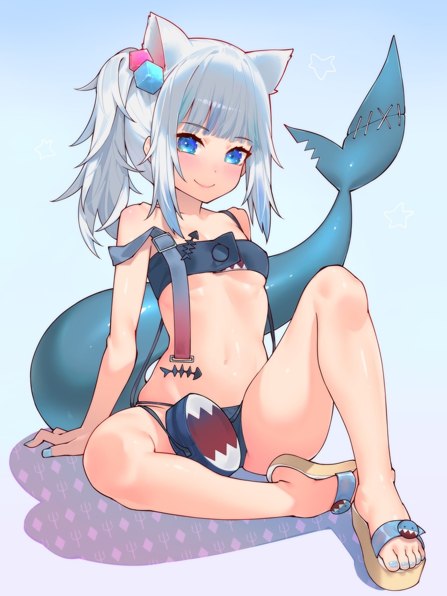 yande.re 986062 sample animal_ears bikini gawr_gura hololive hololive_english loli nekomimi swimsuits tail waterring.jpg