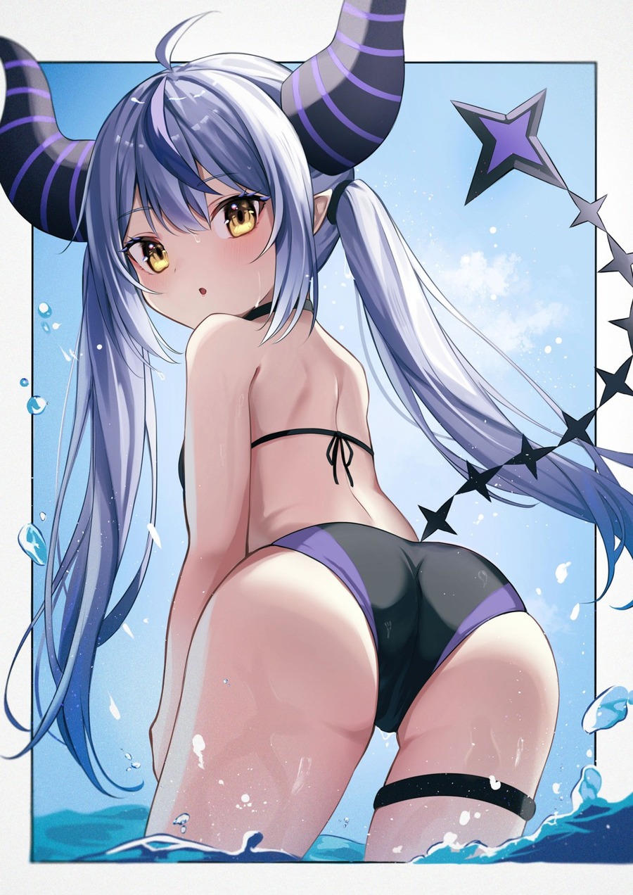 yande.re 1000685 sample ass bikini chameleon_(chameleon0613) garter hololive horns la+_darknesss loli pointy_ears swimsuits.jpg