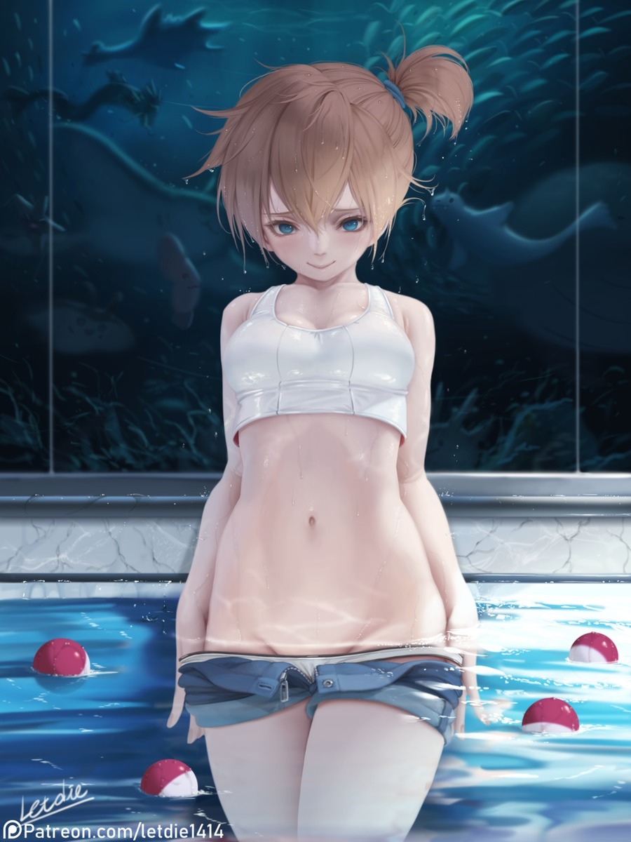 yande.re 529476 sample bikini cleavage kasumi_(pokemon) letdie1414 panty_pull pokemon swimsuits undressing wet.jpg