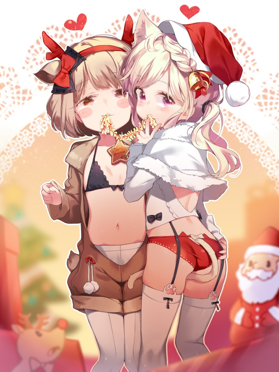 yande.re 425719 sample animal_ears ass bra christmas horns loli open_shirt pantsu pantyhose stockings tail takotsu thighhig.jpg